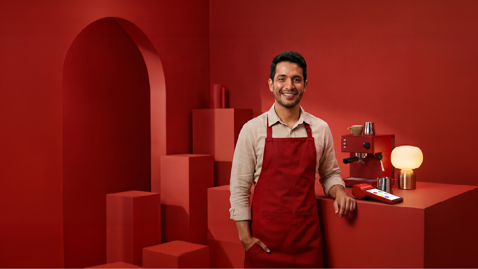 Hombre en una cafetería